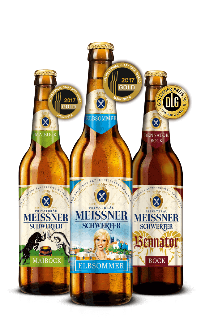 Saisonale Biere: Bennator Bock (Craft Beer Award Gold 2017), Maibock (Craft Beer Award Gold 2017) und Elbsommer (DLG Goldener Preis 2019)